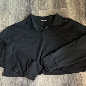 Zara size small black cropped polo long sleeve